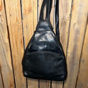 Perlina  Black Leather Backpack